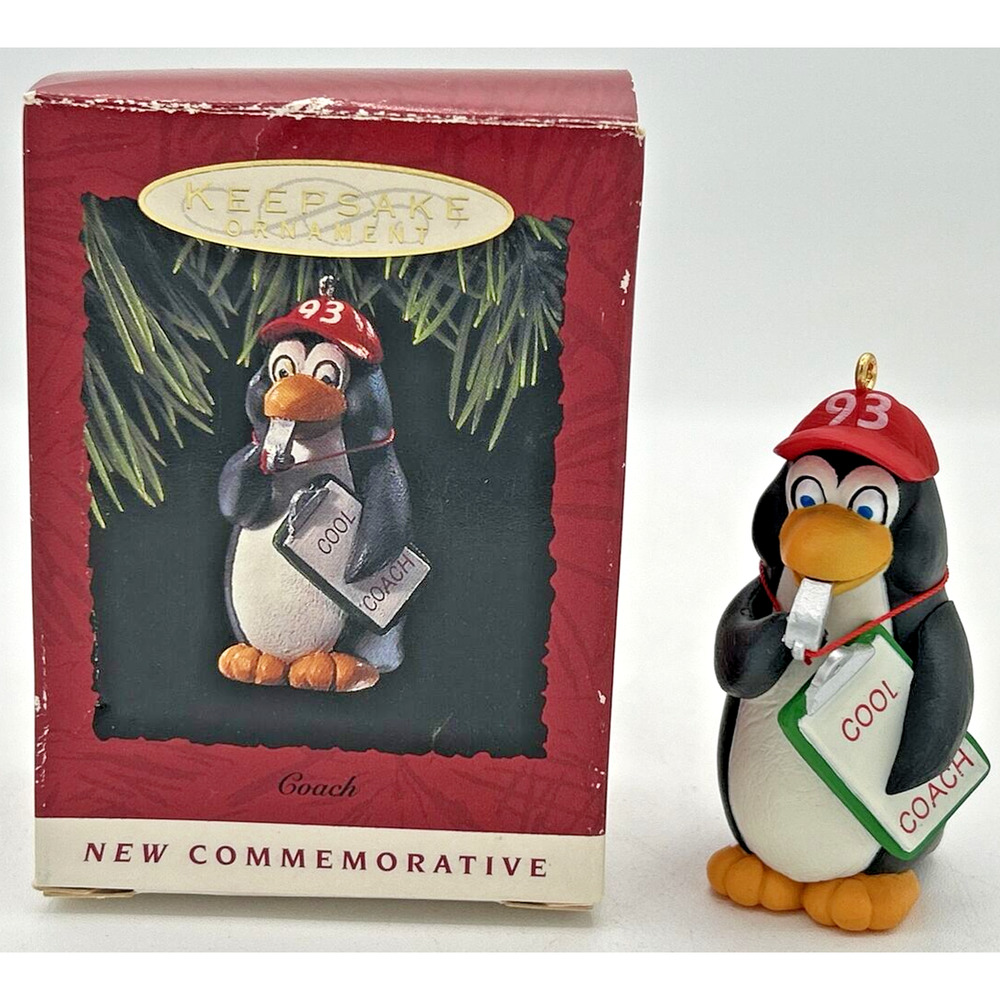 Hallmark Keepsake Ornament Christmas Coach Penguin Whistle 1993 U125